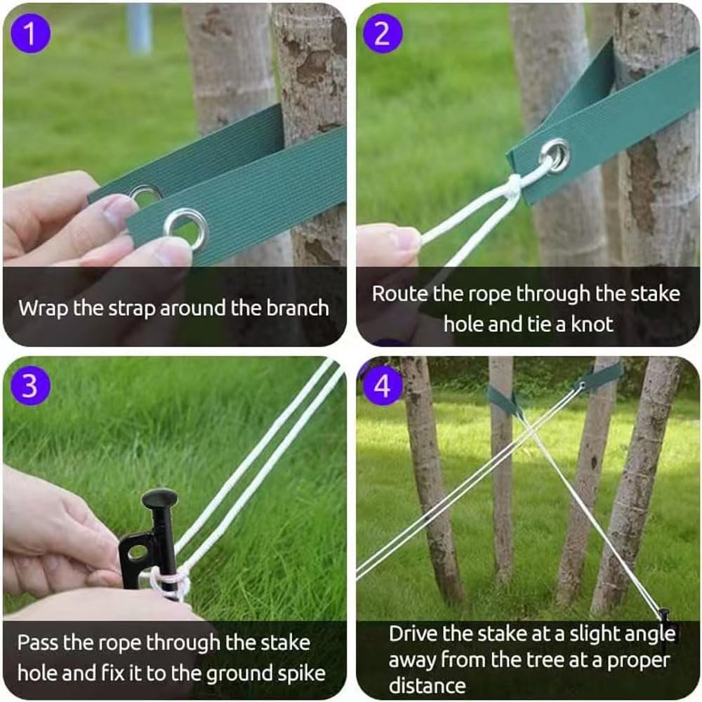 Heavy Duty Steel Tree Stake Kits Tree Stakes and Supports for Leaning Trees Tree Staking and Support Kits for Young Tree Against Bad Weather (1, 12 in)