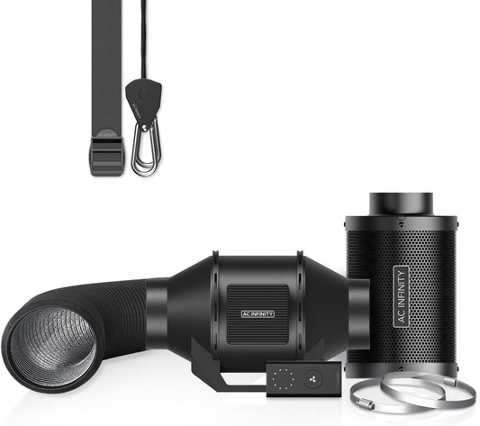 AC Infinity Air Filtration Kit 4”, CLOUDLINE LITE Inline Fan and Carbon Filter Combo, Cooling and