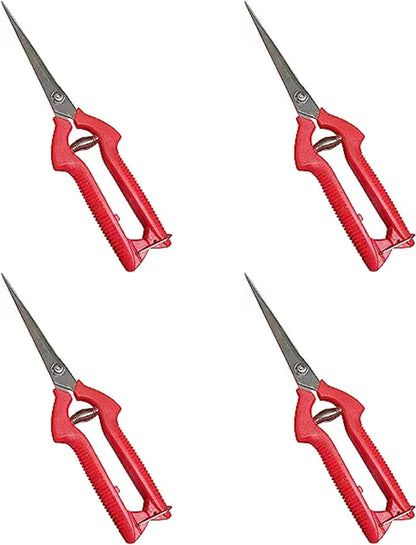 Garden Guru Extra Long Stainless Steel Pruner Pruning Shears Clippers Snips Sharp Bonsai Cutter Trimming Scissors Straight Blade Garden Scissors Tool Great for Roses Flowers Herbs Fruits (4 Pack)