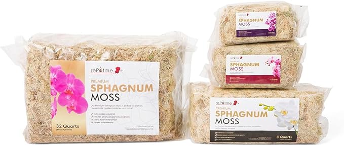 rePotme Premium Organic Sphagnum Moss, Orchid Moss - 4 Quarts (When Hydrated)