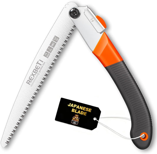 REXBETI Folding Saw, Heavy Duty 11 Inch Extra Long Blade Hand Saws for Wood Camping, Dry Wood Pruning Saws With Hard Teeth, Quality SK-5 Steel