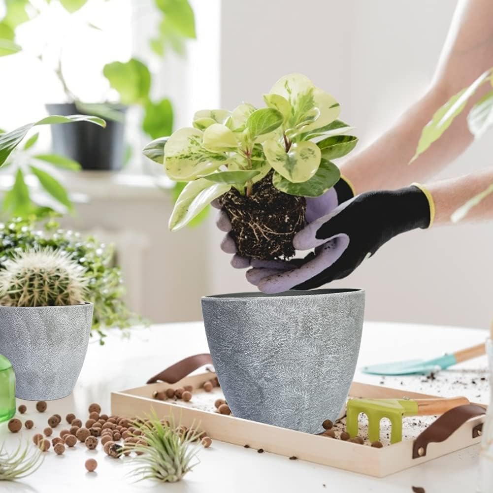 Plant Pots Indoor 7.5/6.5/6/5/4/3.5 Inch Set of 6 Plastic Planters for Indoor Plants with Drainage