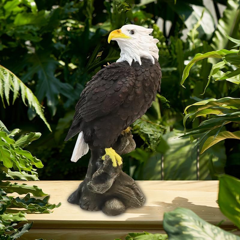 Garden Decor Sculptures Statues Outdoor, Bald Eagle Statue Christmas Animal Decoration, Home Patio Decor Gardening Gifts for Porch,12.99Inch Tall