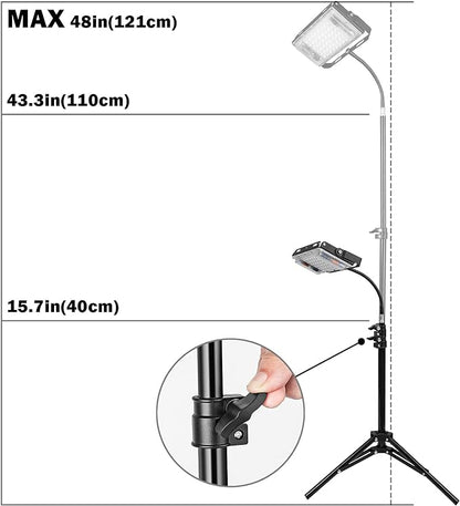 LBW Grow Light with Stand, Full Spectrum LED Floor Plant Light for Indoor Plants, Grow Lamp with On/Off Switch, Adjustable Tripod Stand 15-48 inches