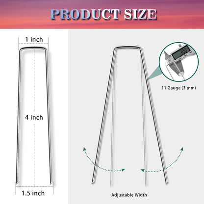 Gtongoko 120 Pack 4 Inch Galvanized Landscape Staples Garden Stakes Plant Cover Stakes 11 Gauge Lawn Staples Fence Stakes Ground Stake for Landscaping Securing Weed Barrier Fabric