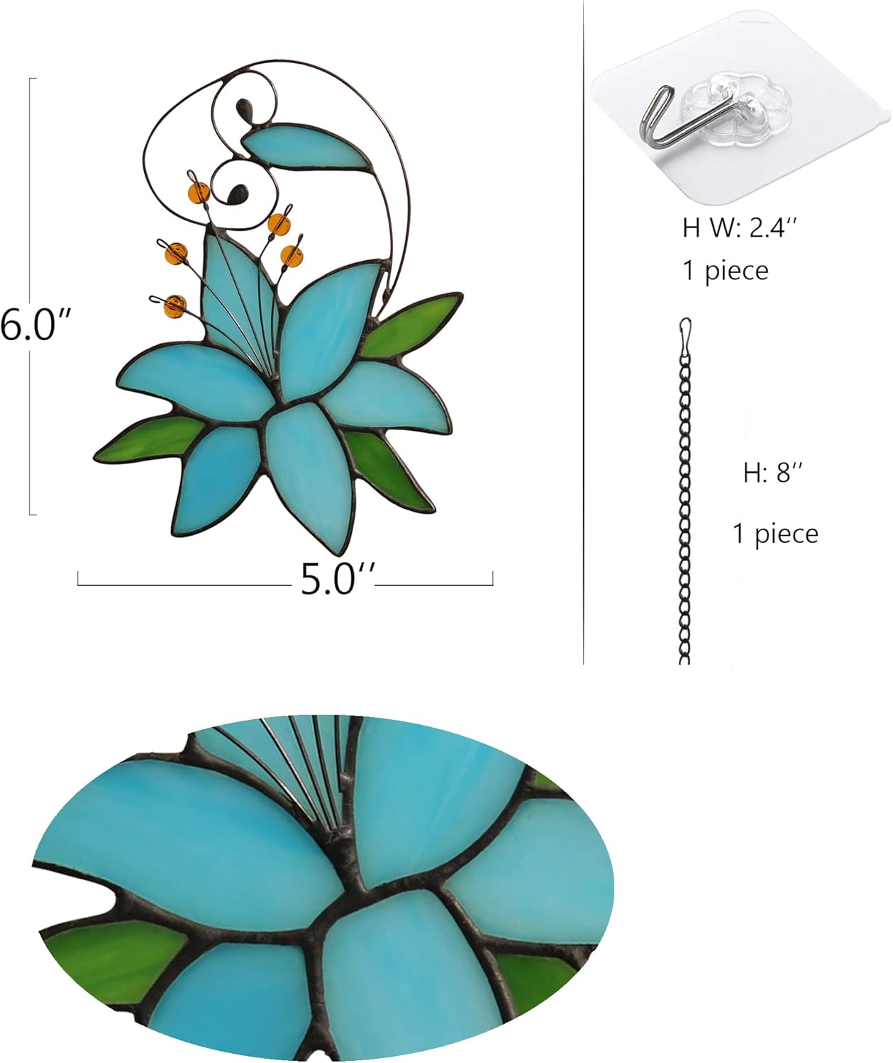 Lily Flower Gift for Women Birthday, Love Gifts for Mothers Day Anniversary Day, Floral Birthday Gift for Her Stained Glass Window Hangings, Gifts for Women from Friends
