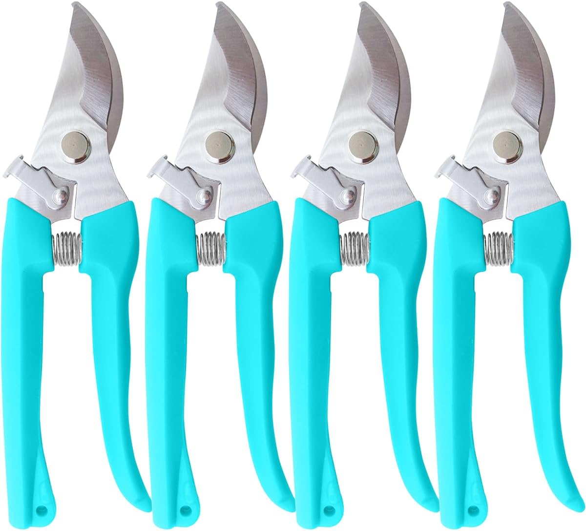 Pruning Shears for Gardening, 4 Pack Garden Scissors for Cutting Fresh Flowers, Floral Clippers for Plants, Fruits (Blue)