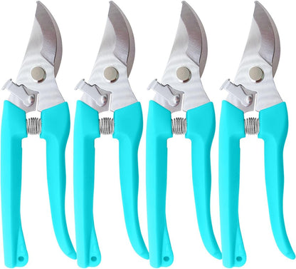 Pruning Shears for Gardening, 4 Pack Garden Scissors for Cutting Fresh Flowers, Floral Clippers for Plants, Fruits (Blue)