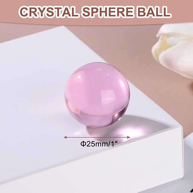 uxcell 25mm/1" Crystal Sphere Ball Glass Solid Decorative Sphere Crystal Ball Prop Ornament for Feng Shui Divination Fortune Telling Tabletop Fountain Decoration, Pink