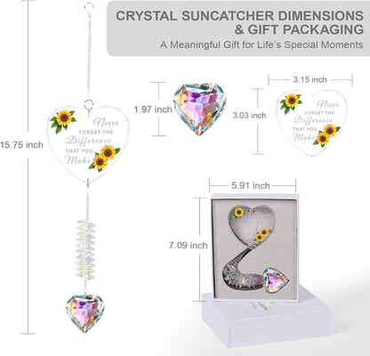 Crystal Suncatcher Thank You Gift – Never Forget The Difference You Make Ornament for Women, Appreciation Gifts for Coworkers, Teachers, Bosses, Nurses, Friends, Meaningful Keepsake