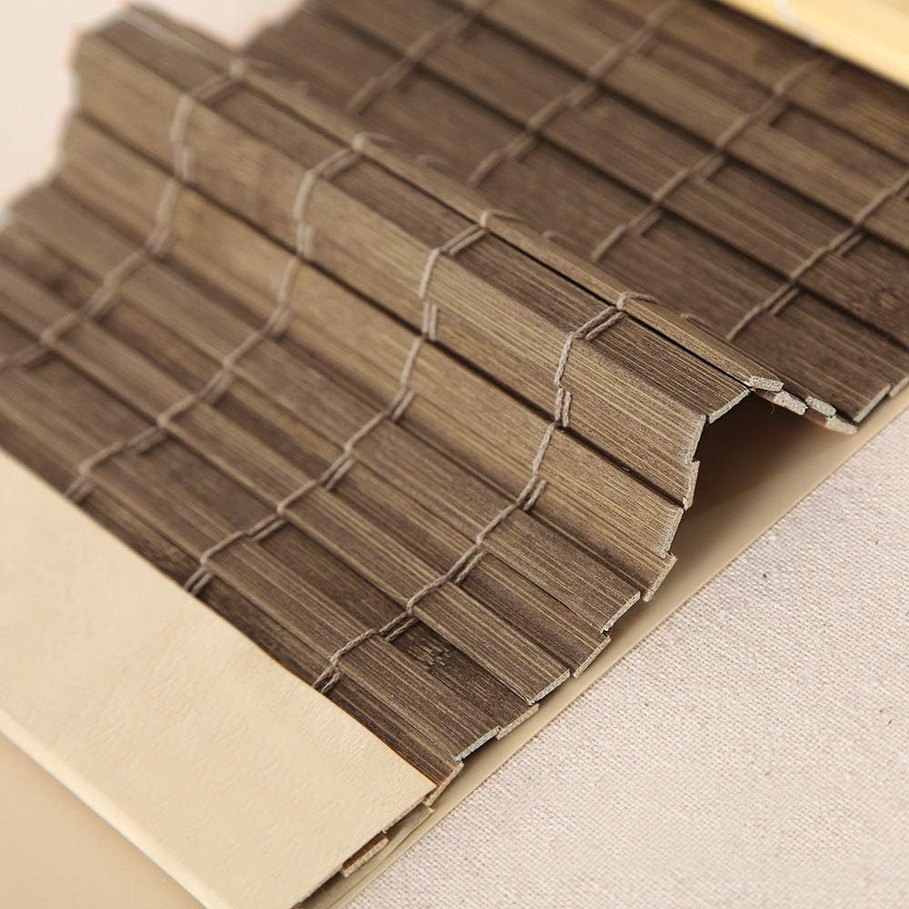 LETAU Cordless Wood Window Roller Shades, Bamboo Light Filtering Window Blinds for Indoor Home, Office, Kitchen, Pattern 2