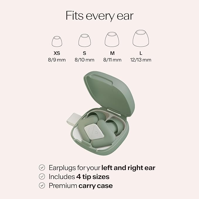 Alpine Silence Earplugs for Sleep, Focus & Travel - V-Shape Snug Fit & Soft Oval Tips – 4 Sizes