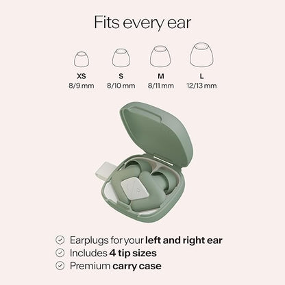 Alpine Silence Earplugs for Sleep, Focus & Travel - V-Shape Snug Fit & Soft Oval Tips – 4 Sizes