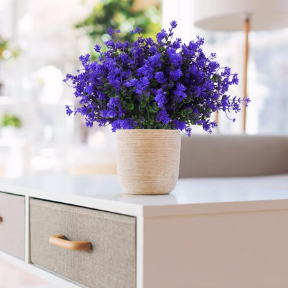 RECUTMS Fake Outdoor Flowers Artificial Flowers Plants for Window Boxes Spring Outdoor Home Decoration, 10 Bundles Fake Faux Eucalyptus for Outside Home Planter Porch Patio Window Yard Decor(Purple)