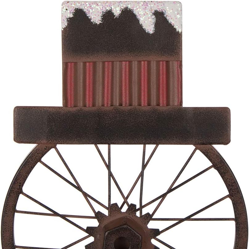 Glitzhome 33.98" H Metal Bike Wheel Snowman with Plaid Scarf Hat Porch Decor Metal Bicycle Garden Yard Decor Christmas Indoor Outdoor Decorations