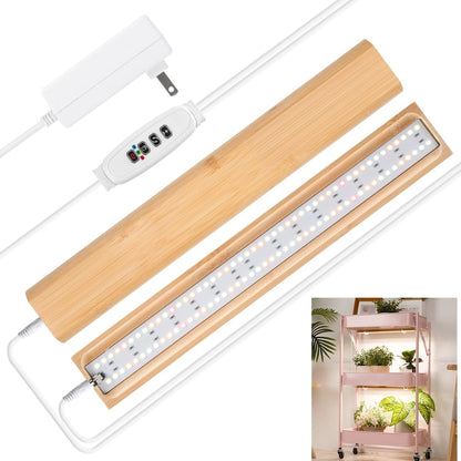 FOXGARDEN Bamboo Grow Light Strip for Indoor Plants, Full Spectrum 192 LED Bright Plant Light with Auto On/Off Timer 4/8/12H, 10 Dimmable Brightness, 2 Strips with 1 Controller