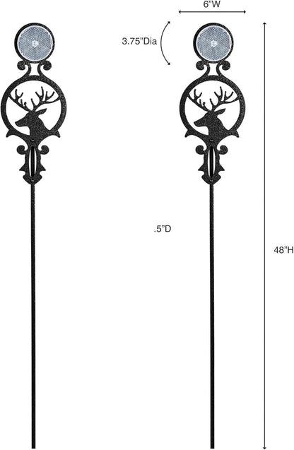 Touch of Class Pathways Reflective Driveway Marker Stake Set of Two for Outdoor Use | Buck Deer Design with Antlers | Personalized Tall Reflector Set of 2 | Black Durable Finish