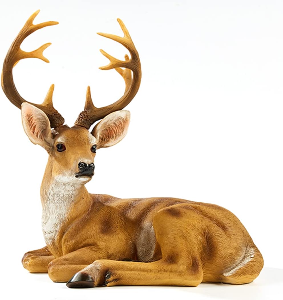 JHVYF Adorable Deer Statue Decor for Garden Yard Buck & Doe Lying Outdoor Sculptures for Home Decor 312…