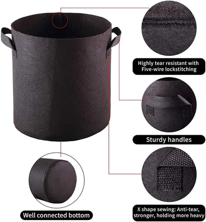 7 Gallon Grow Bags, 5-Pack Fabric Pots 300G Thickened Aeration Non-Woven Grow Bag 7 Gallon with Handles, Garden Bags to Grow Vegetables, Fruits