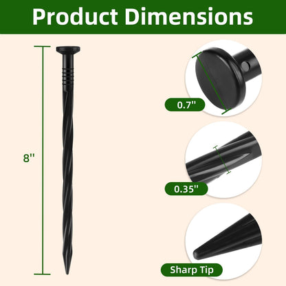 8" Landscape Anchoring Spikes, Plastic Nylon Spiral Landscape Spikes for Yard, Weed Barriers, Garden Lawn, Artificial Turf, Tent, 50PCS