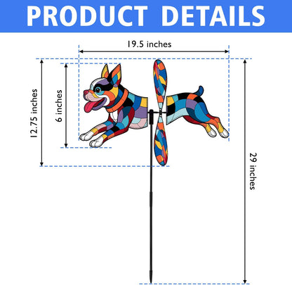 Boston Terrier Petite Spinner Outdoor, Boston Terrier Dog Wind Spinner for Yard and Garden