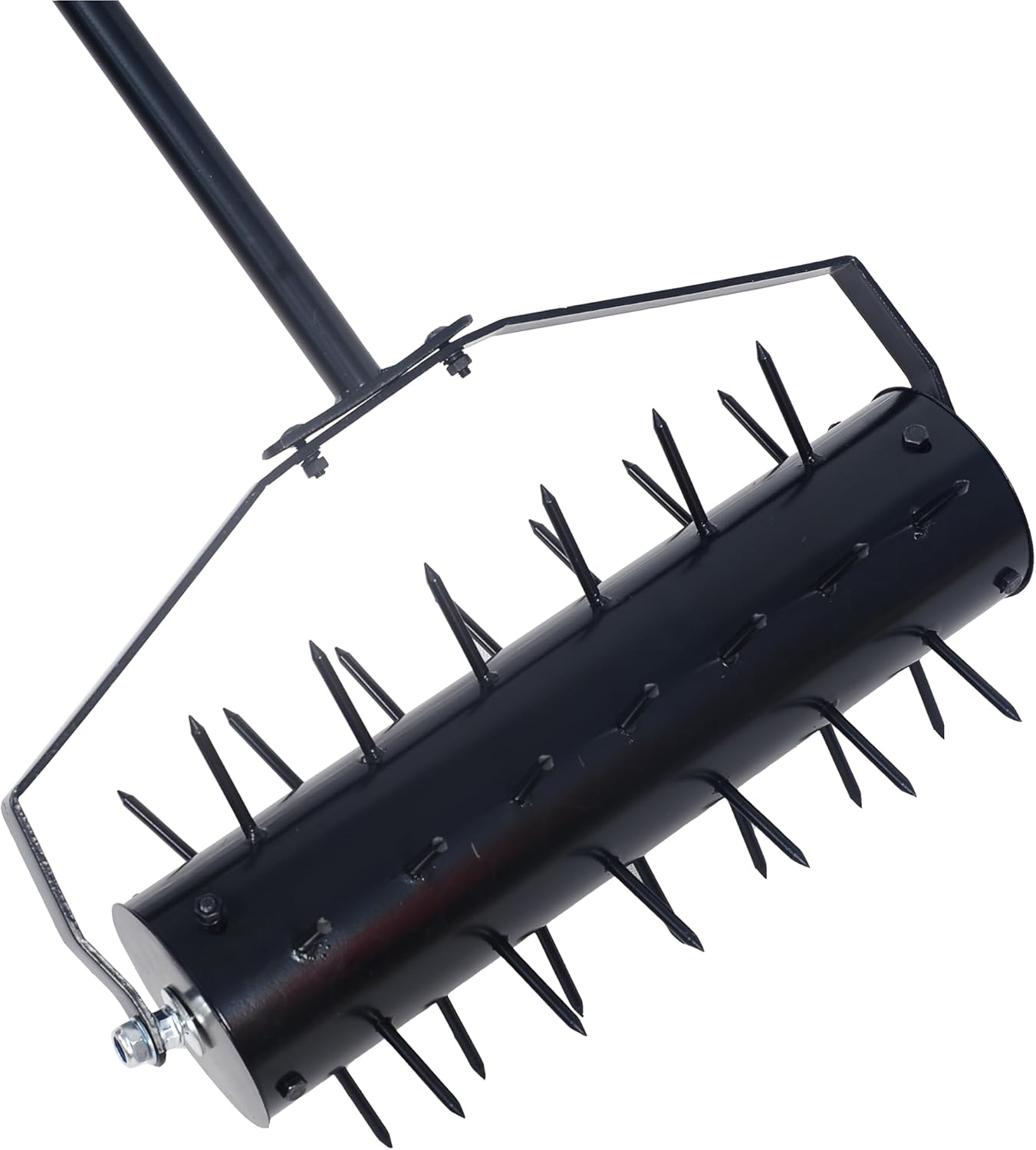 Rolling Manual Lawn Aerator, 58-Inch Handle Push Spike Aerator for Lawns, Yards, and Gardens, Easy Assembly, Reduces Soil Compaction, Enhances Water Absorption Manual Aerator Tool Black