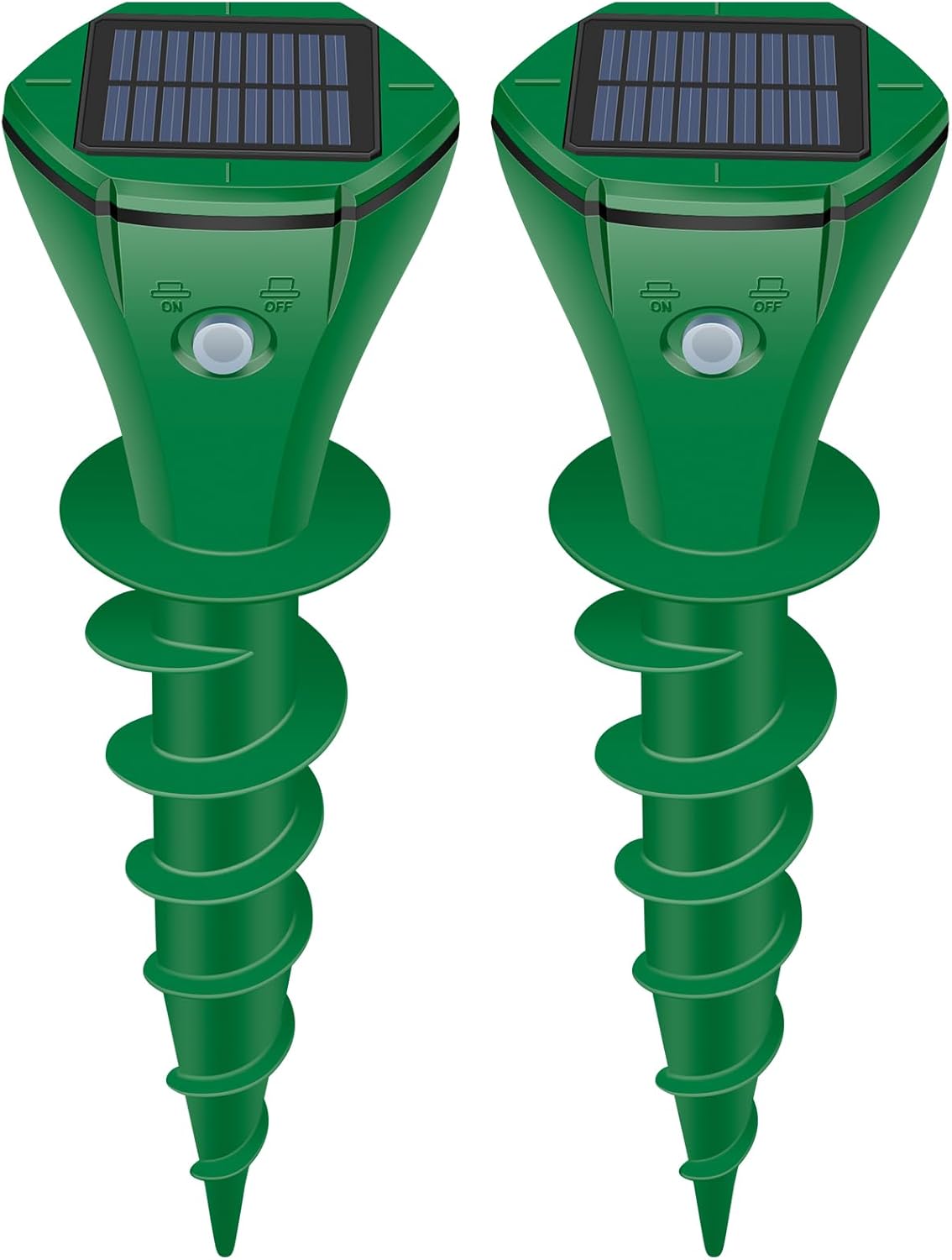 Mole Repellent Solar Powered Ultrasonic, Gopher Repellent Outdoor for Lawn Garden Yard,Waterproof Mole Killer Traps,Sonic Spikes Get Rid of All Pests Gopher Vole Groundhog Chipmunk Snake, 2 Pack-Green