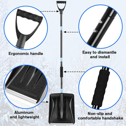 Snow Square Shovel, Shovels for Digging with D-Handle, Overall 41-Inch Long Garden Shovel for Car, Garden Tools, Black
