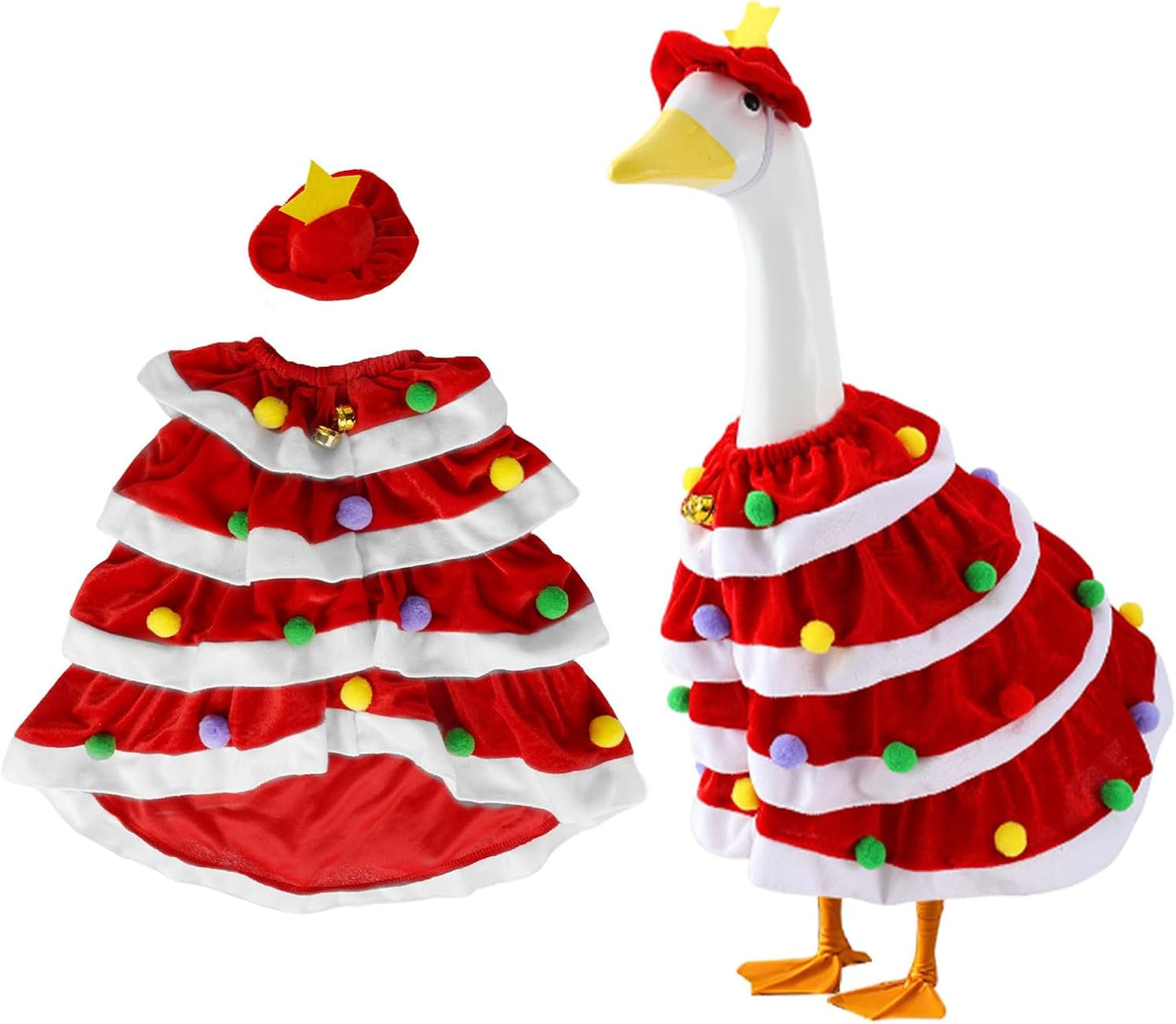 RAWILL 1PC Christmas Porch Goose Outfits,Old Lady Goose Santa Clothes for 23'' High Cement or Plastic Porch Costume for Yard Lawn Outdoor Garden Patio Xmas Holiday Decor（RED）