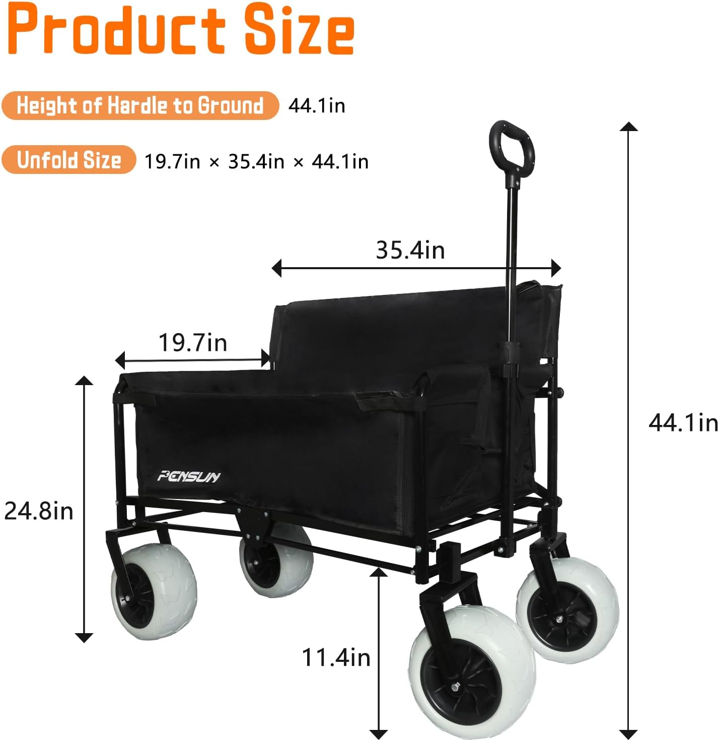 PENSUN 3-in-1 Foldable Wagon Convert to Bench, Collapsible Beach Wagon with Dual Wheel Sets - 550LBS Load Capacity, Outdoor Camping Cart Foldable Ideal for Camping, Beach, Garden, Shopping