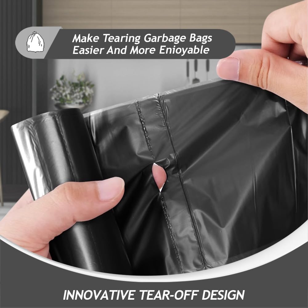 Teivio 2.6 Gallon 320 Counts Strong Trash Bags Garbage Bags, Bathroom Trash Can Bin Liners, Small Plastic Bags for Home Office Kitchen Kitchen (Black)