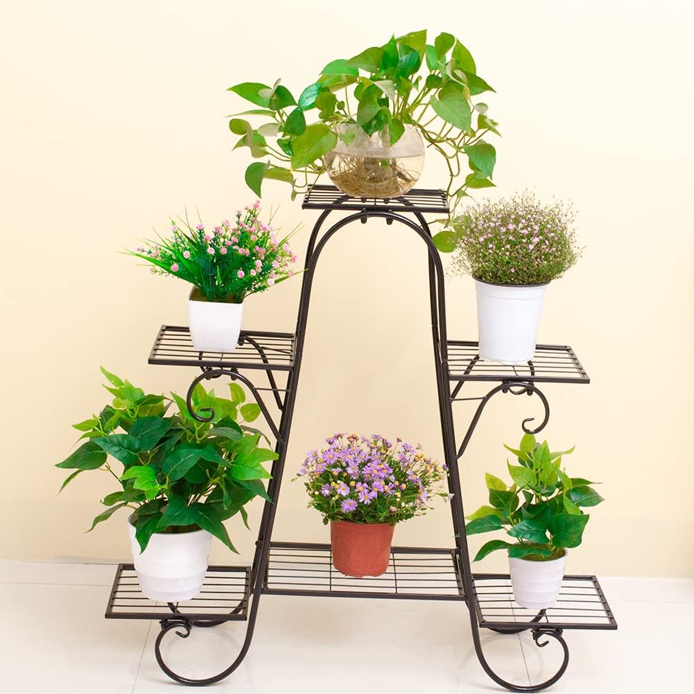 6 Tier Plant Stand Metal Flower Shelves Plant Display Stand Indoor Outdoor Patio Plant Rack Flower Pot Holder