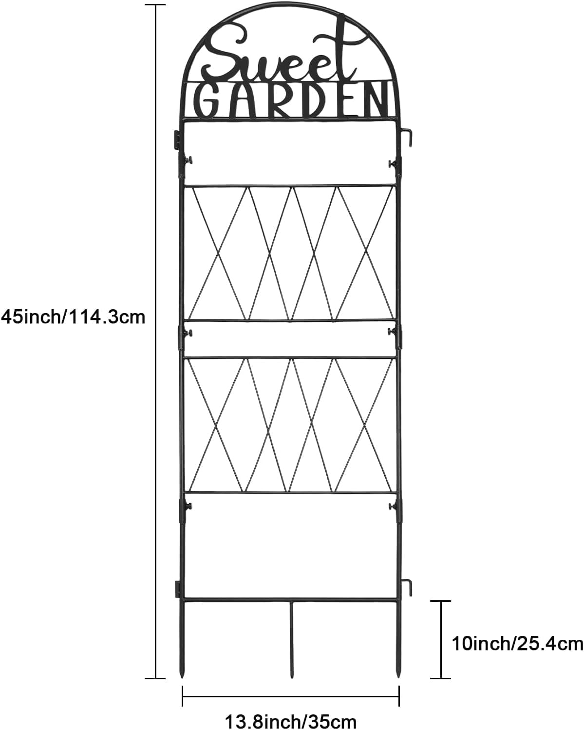 hogardeck 1PC Metal Garden Trellis 45 * 35 inch for Climbing Plants Flowers Outdoor,Heavy Duty,Black Coating Rustproof Trellis for Rose, Vegetable, Flowers, Perfect for Training Climbing Plants