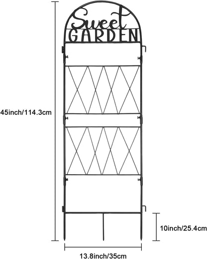 hogardeck 1PC Metal Garden Trellis 45 * 35 inch for Climbing Plants Flowers Outdoor,Heavy Duty,Black Coating Rustproof Trellis for Rose, Vegetable, Flowers, Perfect for Training Climbing Plants