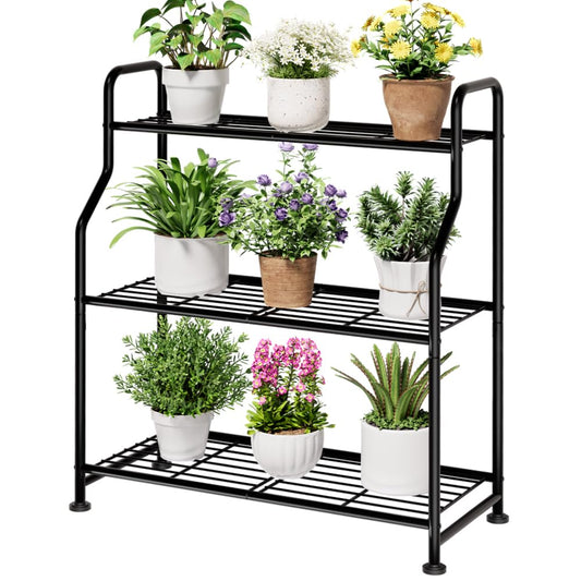Kitsure 3-Tier Plant Stand Indoor & Outdoor, 27" x 11.4" x 29.3", Black