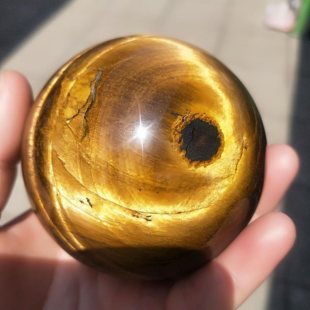 5-6CM/1.97-2.36inch Ttiger Eyes Crystal Ball Polished Natural Tiger Eye Stone Sphere Decorative Sphere Healing Crystals Ball Stone Crafts Home Decor Ornament Gifts (50-60mm, Tiger's Eye)