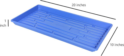 SUNPACK 10" x 20" Heavy Duty Shallow Plastic Seed Starting Tray, Blue, 1" - No Drainage Holes, Perfect for Greenhouses or Indoor Gardening
