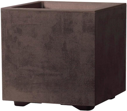 Deroma Millennium 19” Cube Planter | Light & Durable Plastic | Indoor or Outdoor Square Pot for Patio/Porch | Water Res. Wheels & Drain Plug | Trendy Planter for Plants, Flowers, Garden | Brown