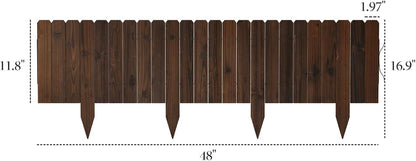 Wood Garden Edging Border Wooden Garden Fence No Dig Landscape Edging Lawn Fence Border Decorative Flower Bed Border Courtyards Planting Tree Fence Yard Patio Path Edging -11.8" H x 48" L (1PACK)