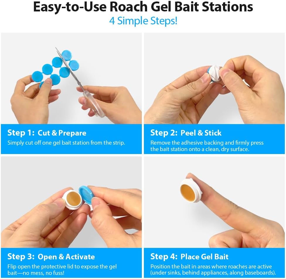 32 Pack Roach Killer Indoor Infestation Roaches Gel Bait Stations, Powerful Cockroach Killer Indoor Home for Roach Infestation, Long-Lasting & Effective Cockroach Gel Bait, Easy to Use & No Mess