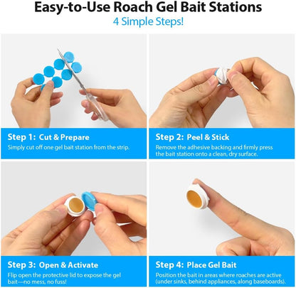 32 Pack Roach Killer Indoor Infestation Roaches Gel Bait Stations, Powerful Cockroach Killer Indoor Home for Roach Infestation, Long-Lasting & Effective Cockroach Gel Bait, Easy to Use & No Mess