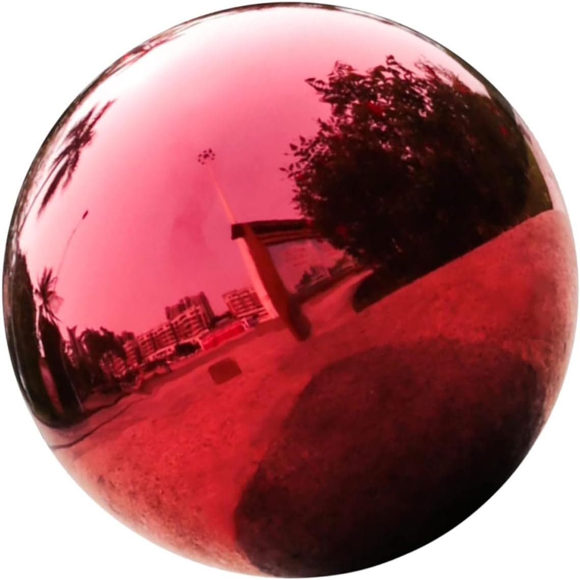 Toyvian Stainless Steel Mirror Reflective Ball: 5.3 Inch Polished Red Gazing Sphere Outdoor Garden Decoration Reflective Ornament
