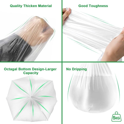 Small Trash Bags 2.6 Gallon, 110 Counts, 40 * 48cm, 3g/pcs, Unsented, Clear