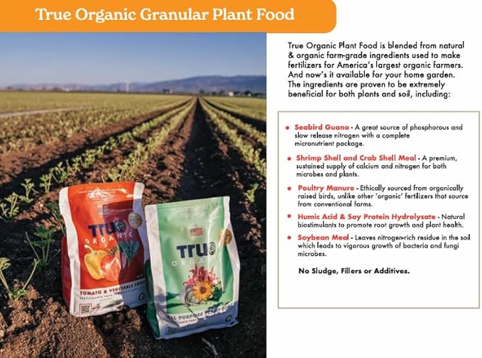 True Organic Annuals & Perennials Food – Organic Fertilizer for Stunning Blooms and Robust Foliage – 4lb Bag Covers 70 Sq. Ft.