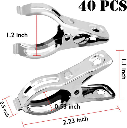 BESTEEL Upgraded 40 PCS Garden Clips, Greenhouse Clamps 100% Stainless Steel Heavy Duty Greenhuose Clips for Netting - Strong Grip to Hold Down Shade Cloth or Plant Cover on Garden Greenhouse Hoops