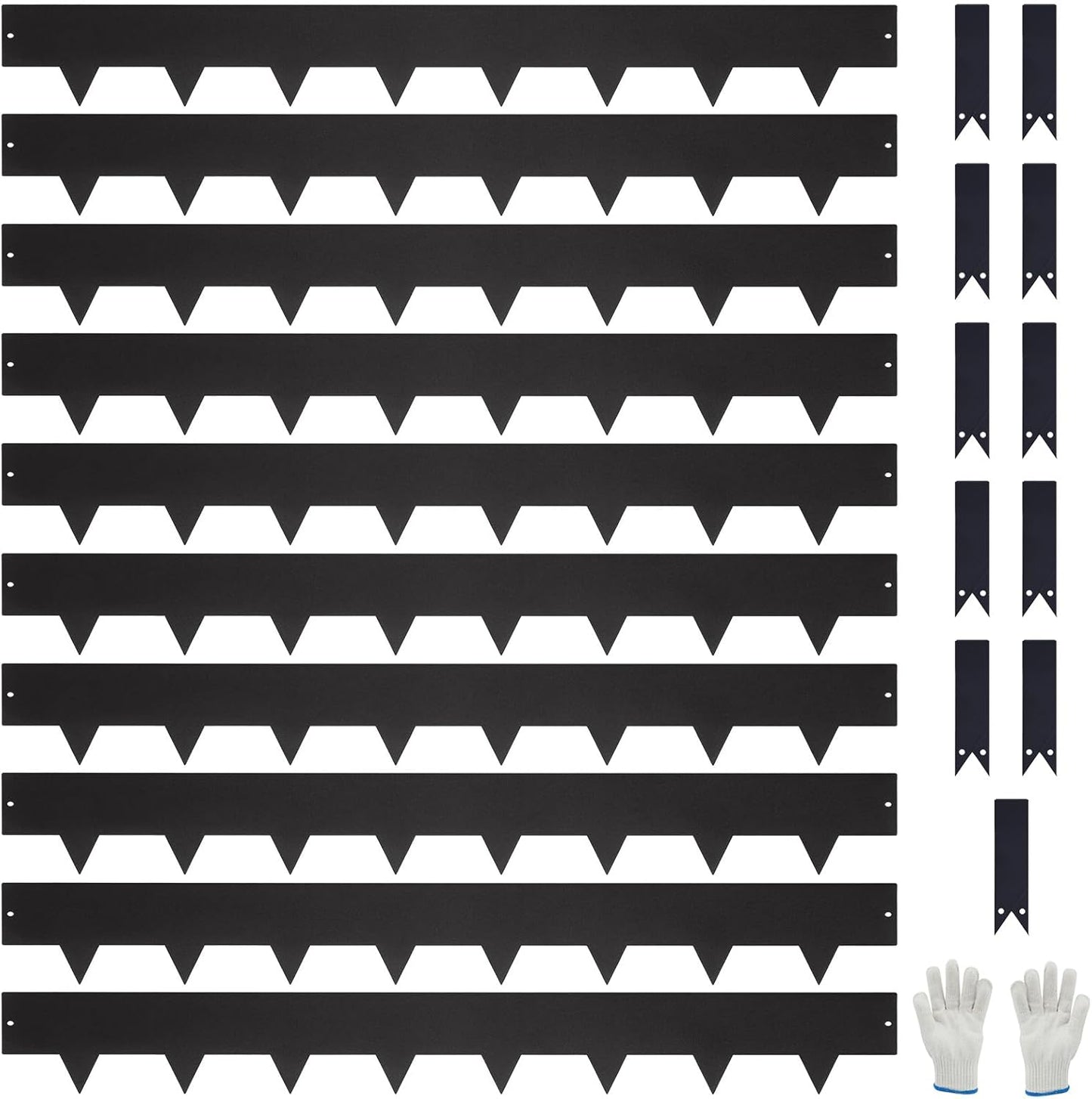 10-Pack Galvanized Steel Landscape Lawn Edging - 6.5 inch Height Black Powder Coated Bendable Metal Strips - Hammer-in Edge Border - Yard Pathway Divider 40 inch Each(33Ft Total), #LYLB65BK-US