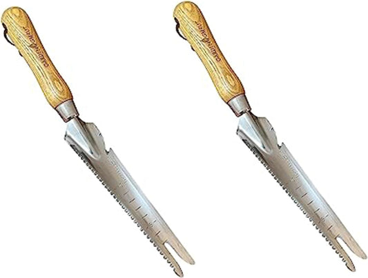 Garden Guru Hand Weeder Trowel with Ergonomic Handle – Stainless Steel Weeding & Digging Knife – Rust Resistant - Perfect for Weeding, Transplanting, Digging, Pruning, Cutting (2Pack)