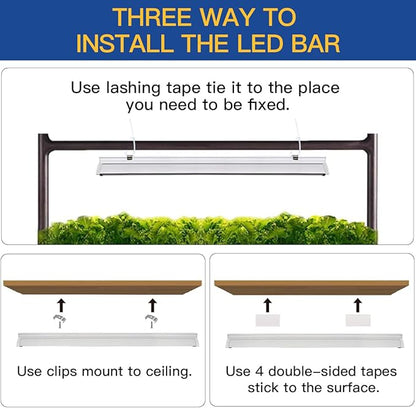 T5 Grow Lights 2 Pack, 1.4Ft 5000K White Full Spectrum LED Plant Growing Lamp Strips for Indoor Plants, Seeds Starting, Succulents, High PPFD with V-Shaped Reflector