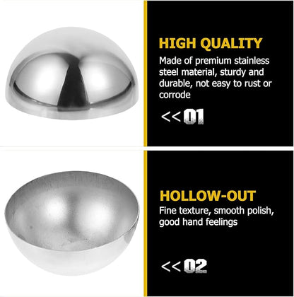 YARDWE 3pcs Gazing Ball Stainless Steel Hollow Ball Half Round Ball Mirror Ball Outdoor Hemisphere Ball Garden Decor for Home Road Yard Patio Ornament