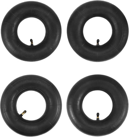 QWORK 4.10/3.50-4 Wheelbarrow Inner Tube, 4 Pack Replacement Inner Tubes, Bent Valve, for Lawn Movers, Hand Trucks